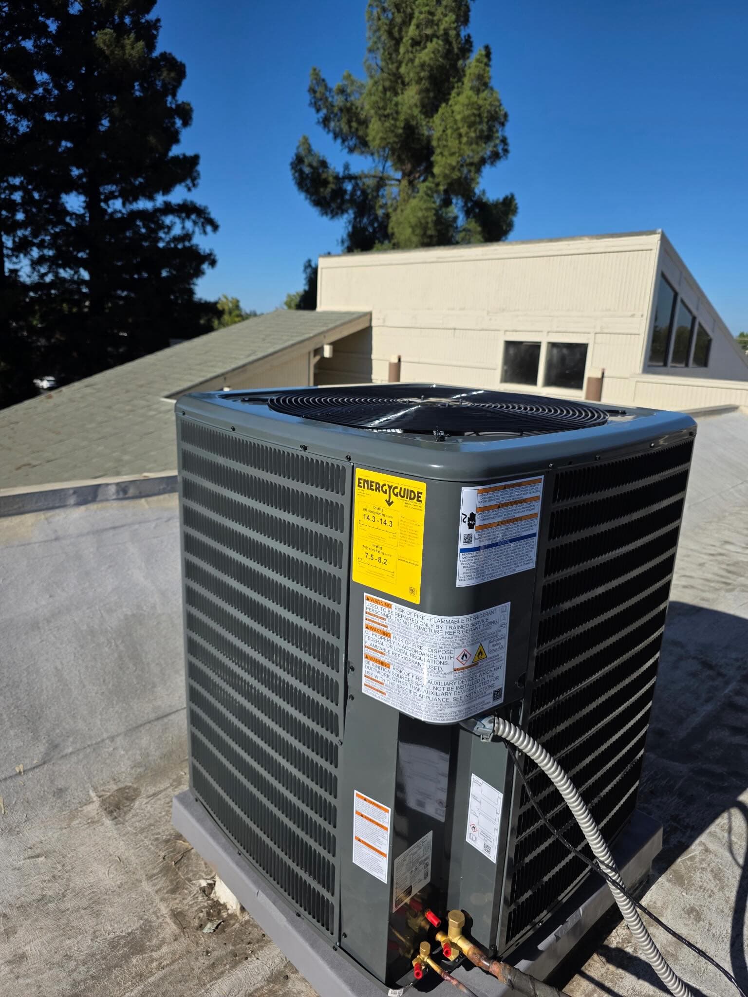 New high-efficiency Goodman HVAC system installed at a commercial property.